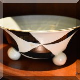 P08. Ceramic footed black and white bowl signed Jill Rosenwald. 3.5”h x 7.5”w - $32